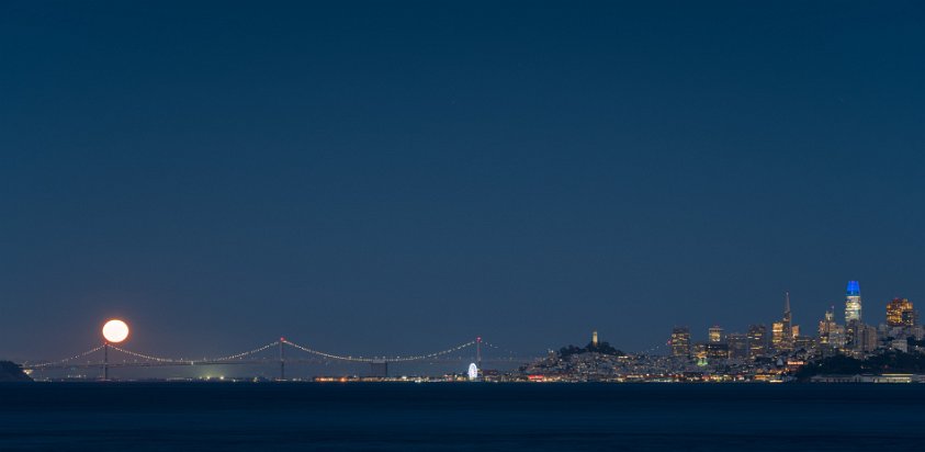 Super blue moon over Bay Bridge