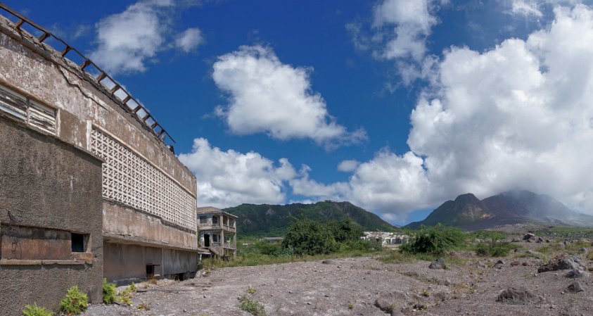 Montserrat; Abandoned capital, covered in ash